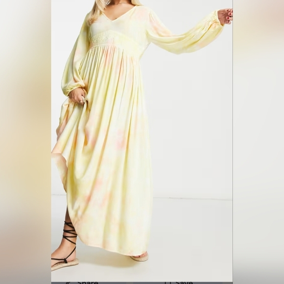 Anthropologie Dresses & Skirts - Raga Sunsets By The Beach Boho tie dye maxi dress in yellow Size S New